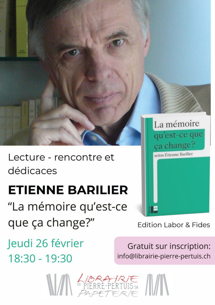 Etienne Barilier à la Librairie Pierre-Pertuis de Tavannes