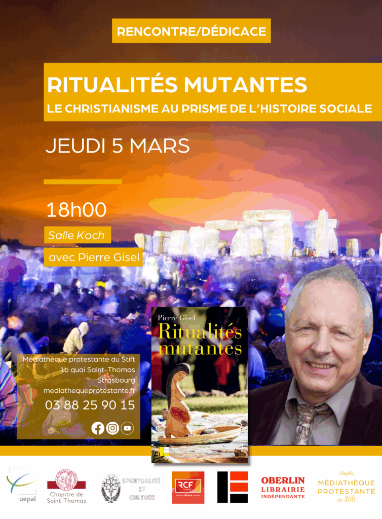 Affiche de la conférence et rencontre avec Pierre Gisel au Stift de Strasbourg